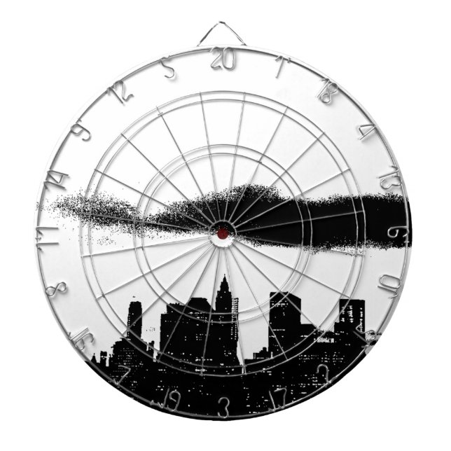 Pop Art Black White NYC New York City Dart Board (Front)