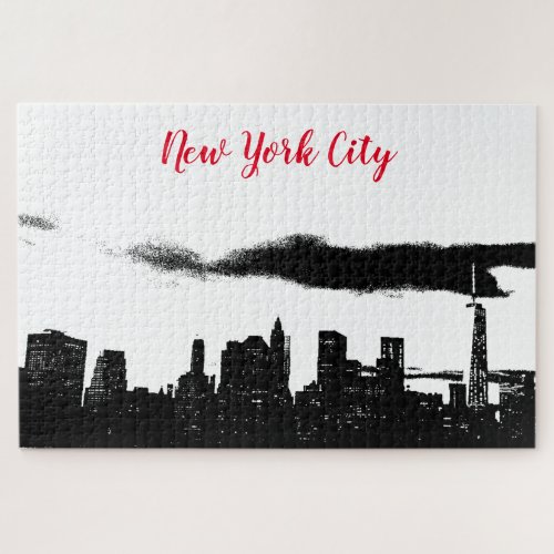 Pop Art Black White NYC New York City Jigsaw Puzzle