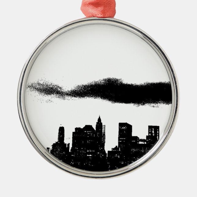 Pop Art Black White NYC New York City Metal Ornament (Front)
