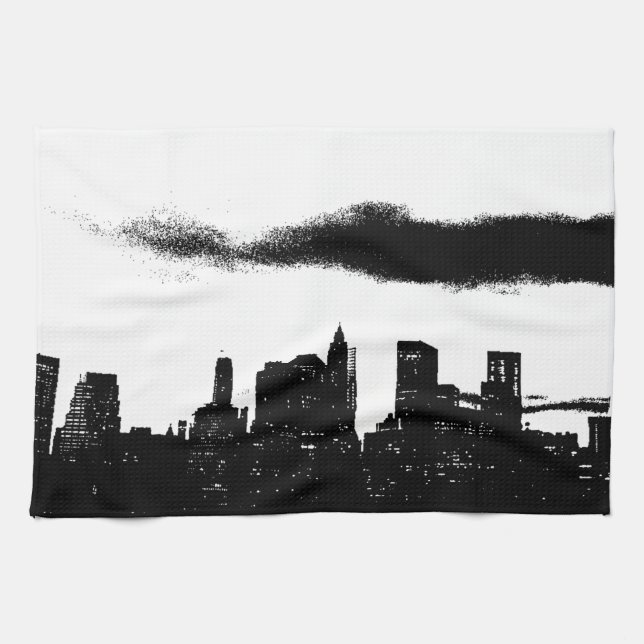 Pop Art Black White NYC New York City Towel (Horizontal)