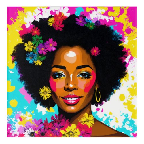 Pop Art Black Woman Multicolor Acrylic Print