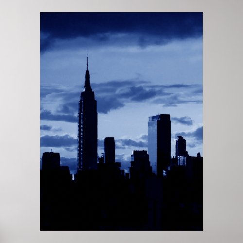 Pop Art Blue New York City Night Poster