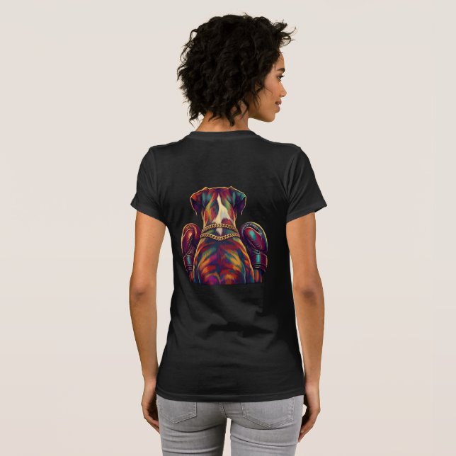 Pop Art Boxer Dog Boxing front and back print T-Shirt (Back Full)