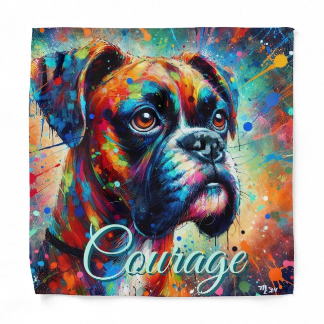 Pop Art Boxer Dog Color-Pop Personalized Bandana (Front)