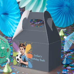 Pop Art Boys Soccer Birthday Bash Favor Boxes