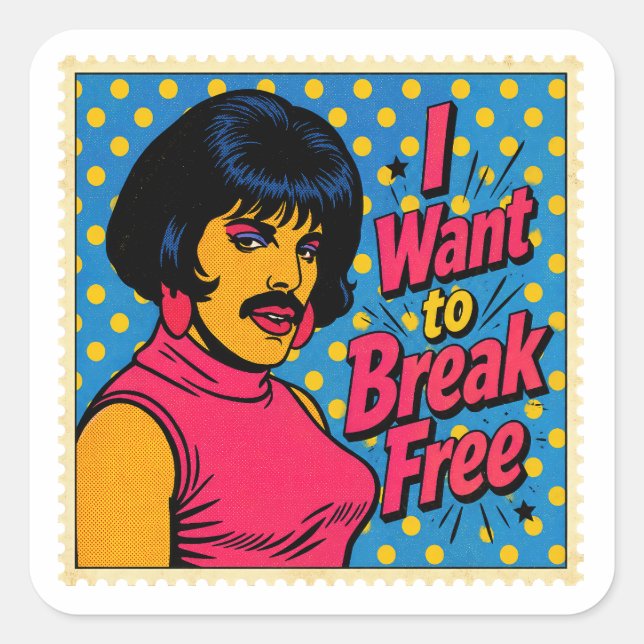 Pop Art Break Free Theme Square Sticker (Front)