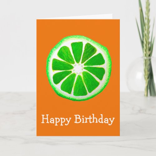 Pop art bright citrus lime fruit birthday card