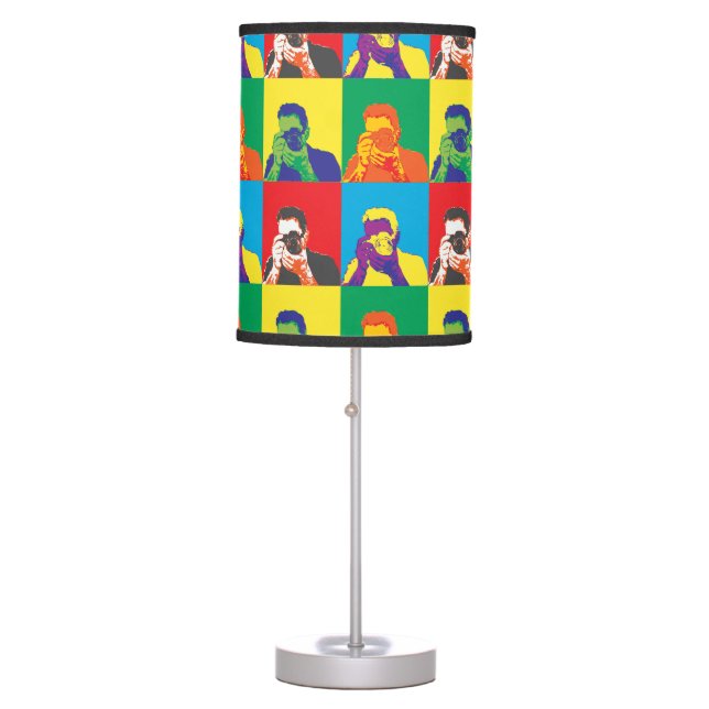 Pop Art Bright Colours Photographer Camera Table Lamp (Front)