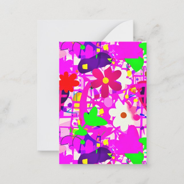 Pop art  bright flowers note card (Front)