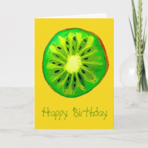 Pop art bright kiwi fruit birthday card