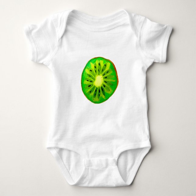 Pop art bright kiwi fruit original watercolour baby bodysuit (Front)