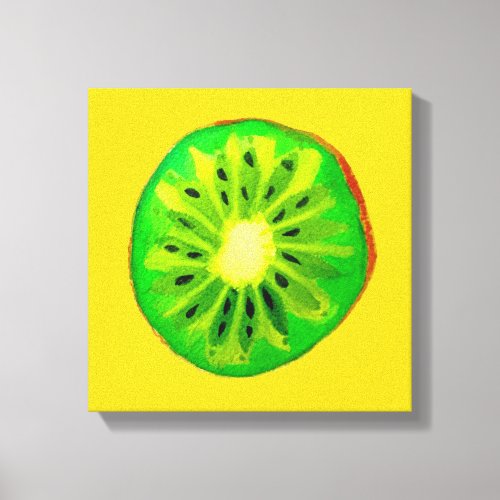 Pop art bright kiwi fruit original watercolour canvas print