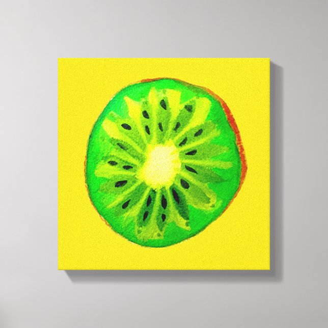 Pop art bright kiwi fruit original watercolour canvas print (Front)