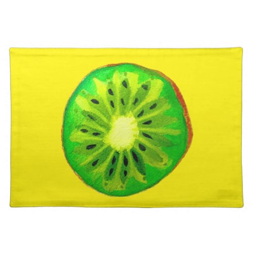 Pop art bright kiwi fruit original watercolour cloth placemat