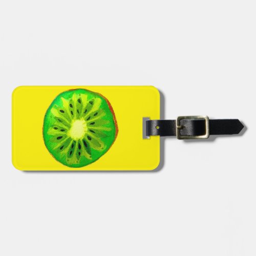 Pop art bright kiwi fruit original watercolour luggage tag