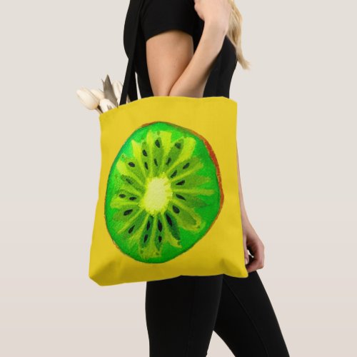 Pop art bright kiwi fruit original watercolour tote bag