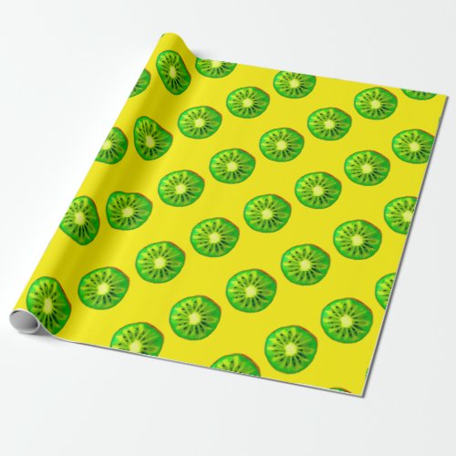 Pop art bright kiwi fruit original watercolour wrapping paper