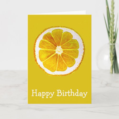 Pop art bright yellow lemon fruit birthday card