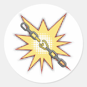Pop Art Broken Chain Explosion Bold Comic Style Classic Round Sticker