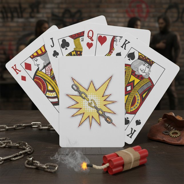 Pop Art Broken Chain Explosion Bold Comic Style  Poker Cards (Creator Uploaded)
