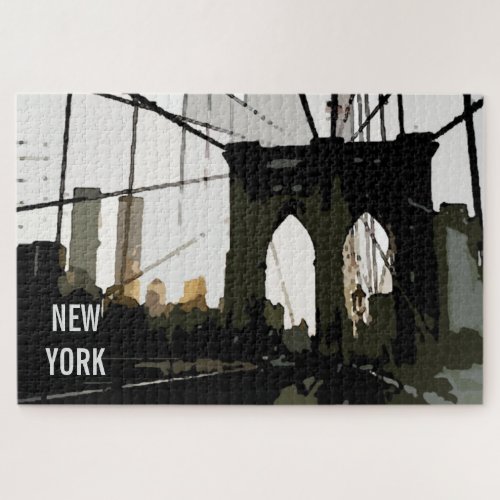 Pop Art Brooklyn Bridge ıllustration New York City Jigsaw Puzzle