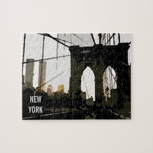 Pop Art Brooklyn Bridge ıllustration New York City Jigsaw Puzzle