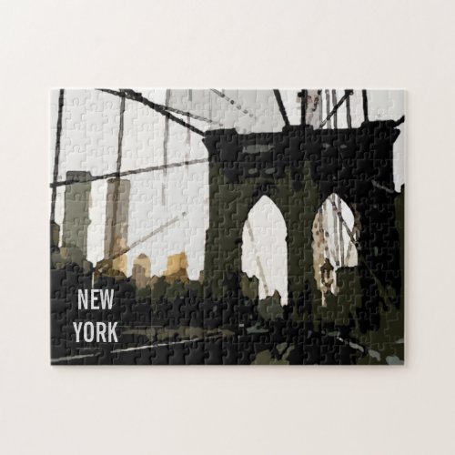 Pop Art Brooklyn Bridge ıllustration New York City Jigsaw Puzzle