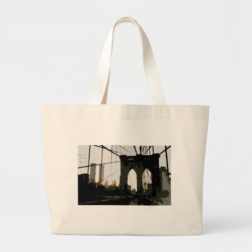 Pop Art Brooklyn Bridge Large Tote Bag