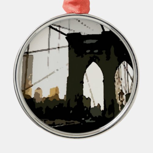 Pop Art Brooklyn Bridge Metal Ornament