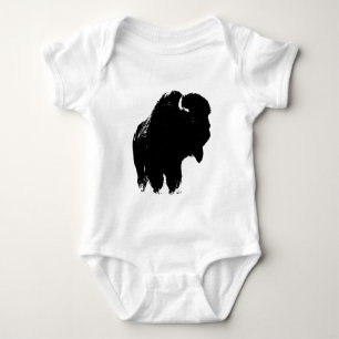 Pop Art Buffalo Bison Silhouette Baby Bodysuit