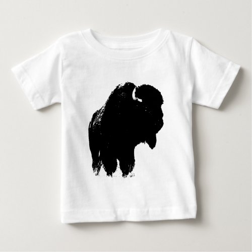 Pop Art Buffalo Bison Silhouette Baby T_Shirt