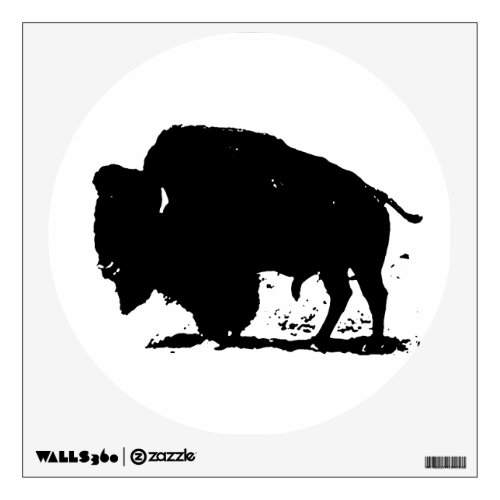 Pop Art Buffalo Bison Silhouette Circle Wall Decal