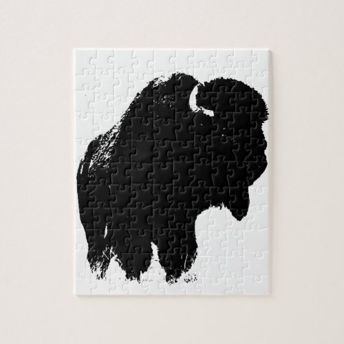 Pop Art Buffalo Bison Silhouette Jigsaw Puzzle