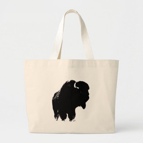 Pop Art Buffalo Bison Silhouette Large Tote Bag