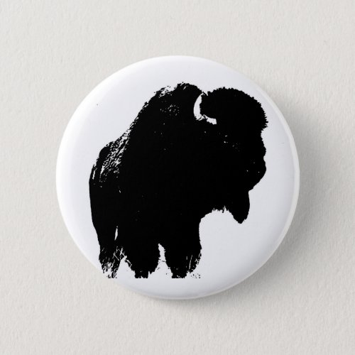 Pop Art Buffalo Bison Silhouette Pinback Button