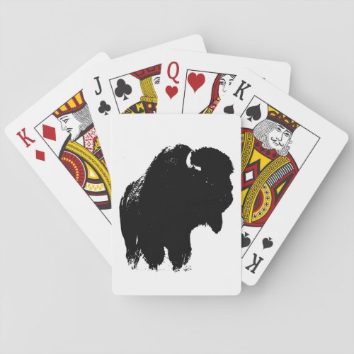 Pop Art Buffalo Bison Silhouette Poker Cards