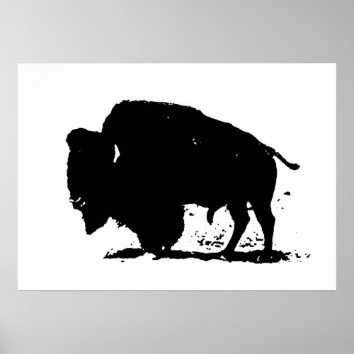 Pop Art Buffalo Bison Silhouette Poster