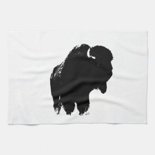 Pop Art Buffalo Bison Silhouette Towel