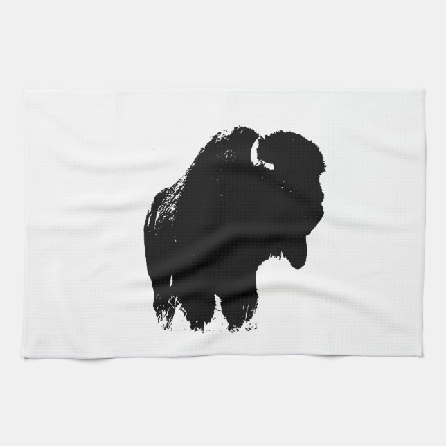 Pop Art Buffalo Bison Silhouette Towel (Horizontal)