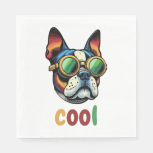 Pop Art Bulldog With Goggles Napkins