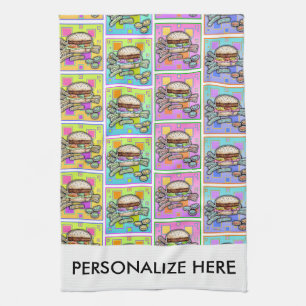 POP ART BURGER (Hamburger) Kitchen Towel
