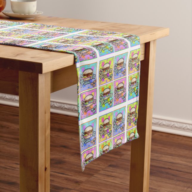 POP ART BURGER (Hamburger) Short Table Runner (In Situ)