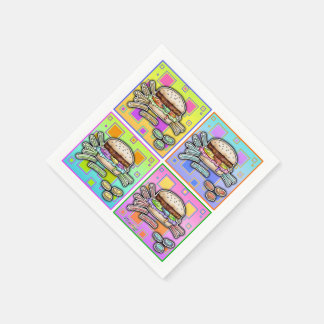 POP ART BURGER PAPER NAPKINS