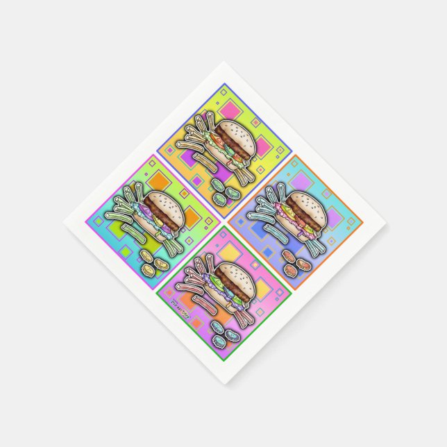POP ART BURGER PAPER NAPKINS (Corner)