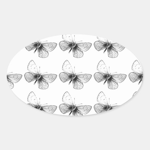 Pop Art Butterfly Oval Sticker