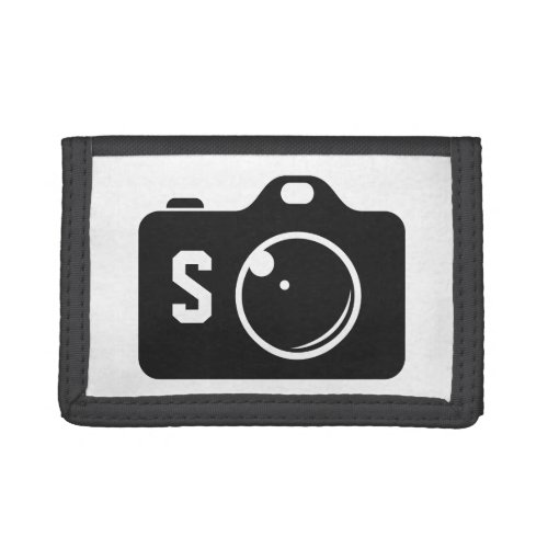 Pop Art Camera Black and White Monogram Trifold Wallet