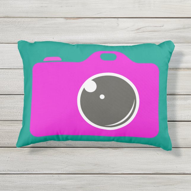 Pop Art Camera Outdoor Pillow (Back)