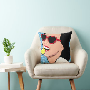 Pop Art   Candy Girl Throw Pillow