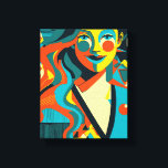 Pop art canvas print<br><div class="desc">Artificial intelligence pop art style,  female portrait,  The illustration is in a modern,  abstract style. strong color contrasts and geometric shapes,  giving a visual impact.</div>