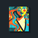 Pop art canvas print<br><div class="desc">Artificial intelligence pop art style,  female portrait,  The illustration is in a modern,  abstract style. strong color contrasts and geometric shapes,  giving a visual impact.</div>